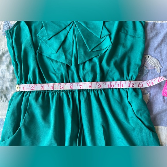 90s BeBop Womens Green Sleeveless V-Neck Bow Cute Fairy Core Sundress Medium - Picture 7 of 10